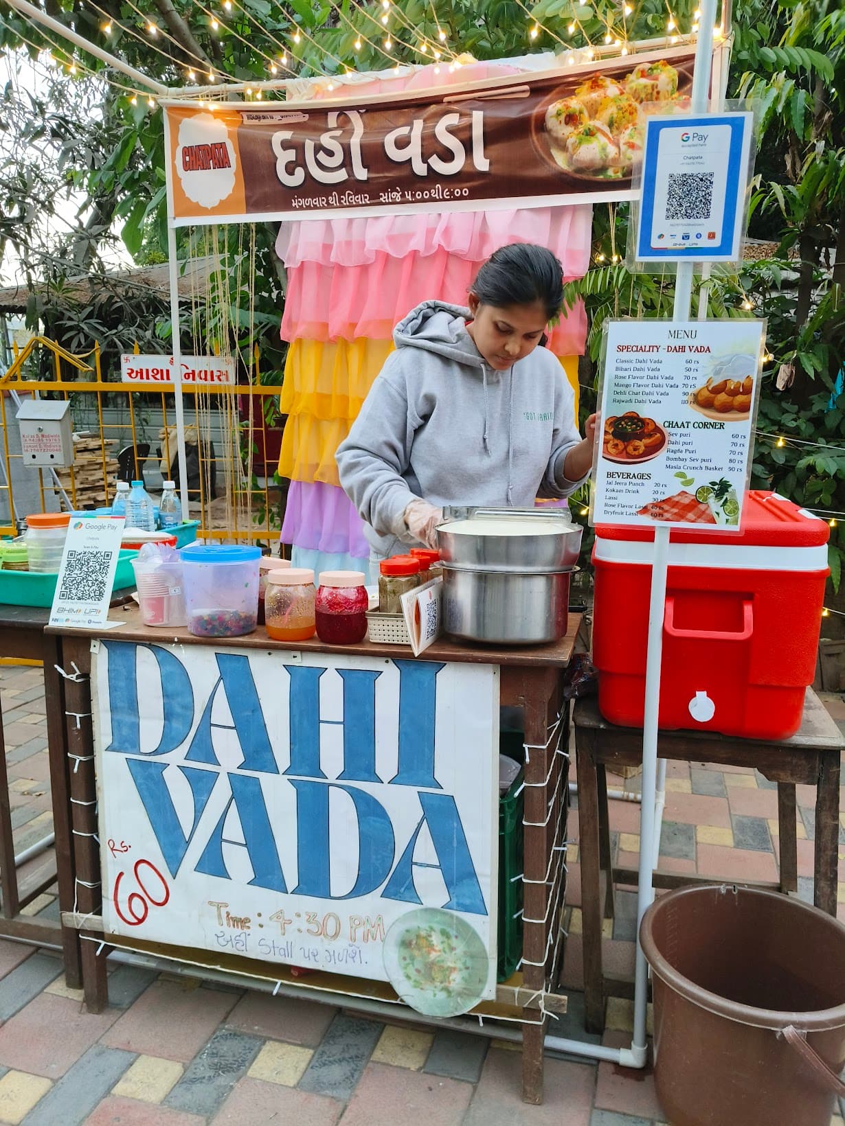 Fresh dahi vada being prepared at ChatPata Cafe